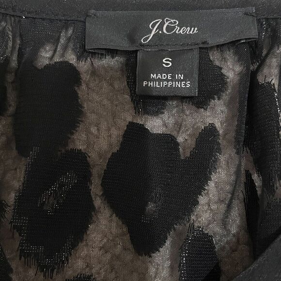 J Crew Burnout Metallic Velvet Black Leopard Long Sleeve Top Blouse Sz Small - Picture 9 of 12